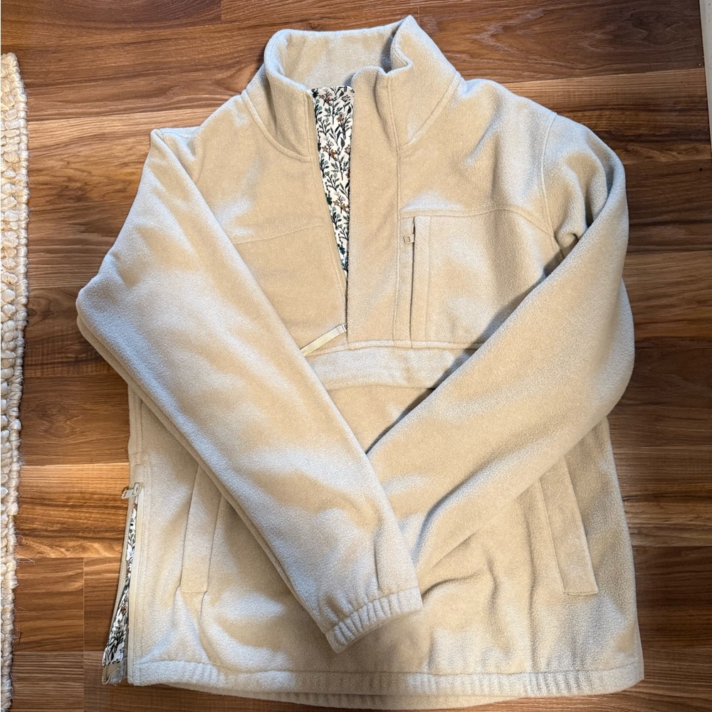Maternity All purpose Cream Fleece Pullover Jacket